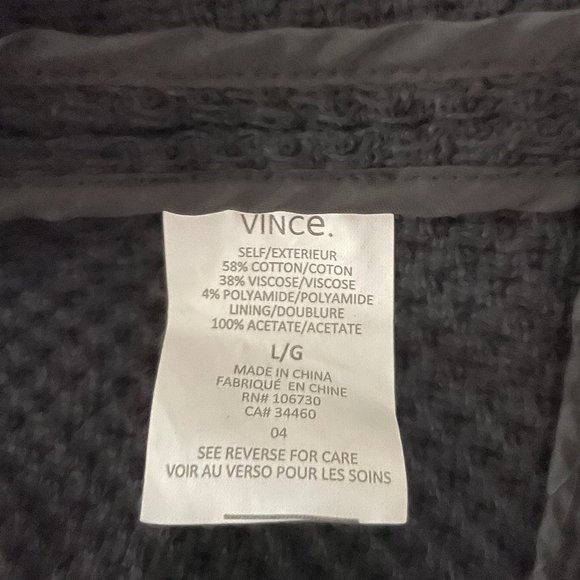 Vince Tweed Jacket with Frayed Edge, Asymmetrical Zip Cotton Blend - Picture 7 of 7